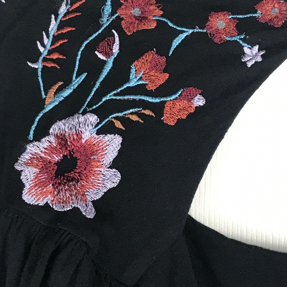 Free People Top Lita Embroidered Bell Sleeve Black - Picture 6 of 8